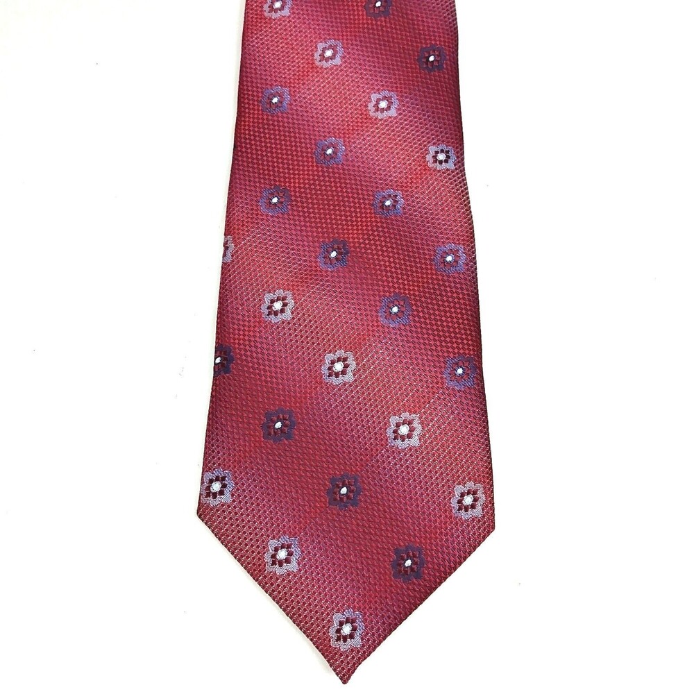 Borrelli Men's Multi Colored Red Purple Floral Hand Stitched Elegant Tie - READ - Picture 2 of 12